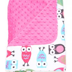 Minky Owl  Pink Toddler/Baby Blanket